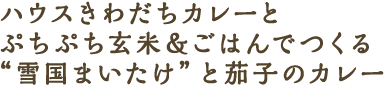 ハウスきわだちカレーとぷちぷち玄米＆ごはんでつくる“雪国まいたけ”と茄子のカレー