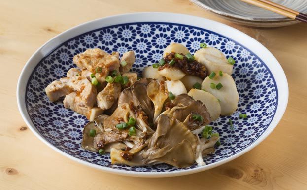 まいたけと里芋・豚肉のねぎ味噌和え