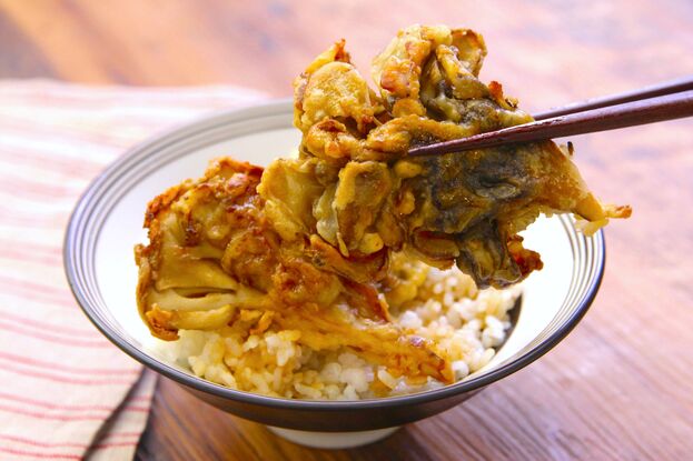 雪国まいたけ極で揚げずに天丼