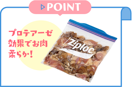 POINT　プロテアーゼ効果でお肉柔らか！