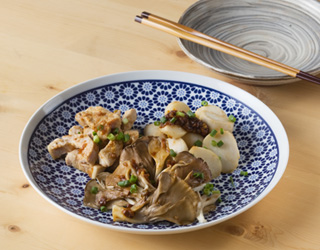 まいたけと里芋・豚肉のねぎ味噌和え