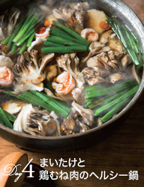 Day4:まいたけと鶏むね肉のヘルシー鍋